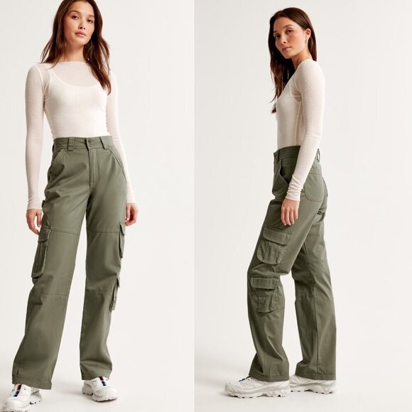 Abercrombie & Fitch Green Relaxed Carpenter Cargo Pants 37248 - Picture 2 of 13